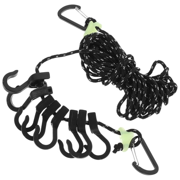 Raindrops  Trip Clothesline Non-slip Drying Rope for Camping Essentials Washing Travel Black