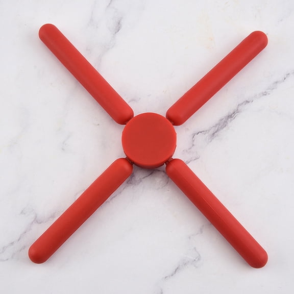 FOMIYES 2Pcs Foldable Silicone Trivet Mats Red Non Slip Hot Dish Holder for Kitchen