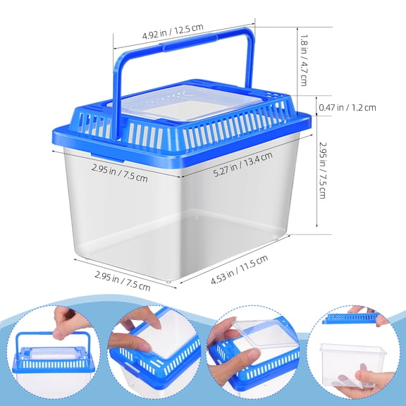 2pcs Small Turtle Tank Carrying Travel Terrarium for Aquatic Turtles, Lizards, Fish - Portable Habitat Container