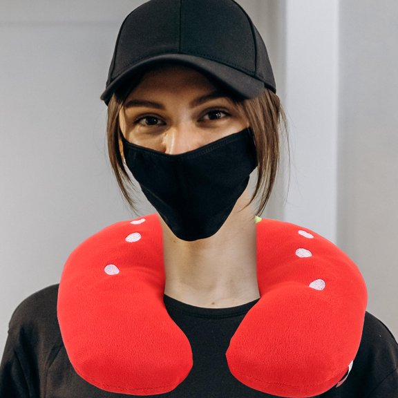 Raindrops U Shape Neck Pillow for Home in Red Color Great for Neck Support While Traveling or Working