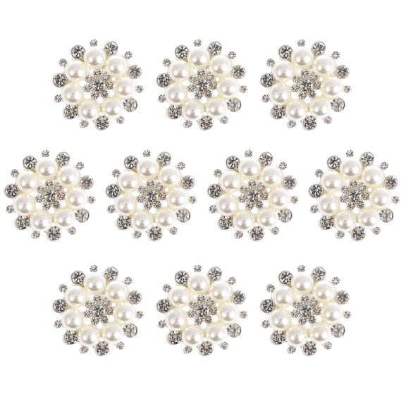 Raindrops ULTNICE 10pcs Faux Pearl Flower Buttons Embellishments for Craft (Silver)