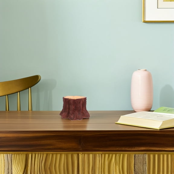 Raindrops Coffee Color Artificial Tree Stump Night Light with Flickering Flame for Holiday Decor