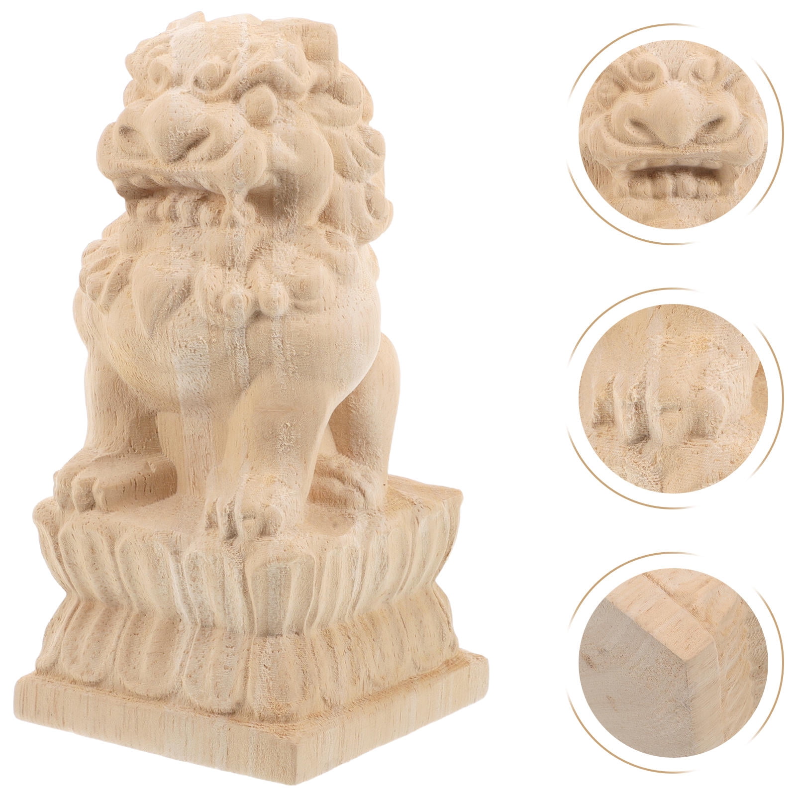 Raindrops Unfinished Wood Lion Finials Decorative Lion Railing Post ...