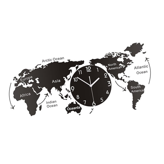 Raindrops Unique Acrylic Wall Clock with World Map Design for Home Decoration Multi Color 12 Inch