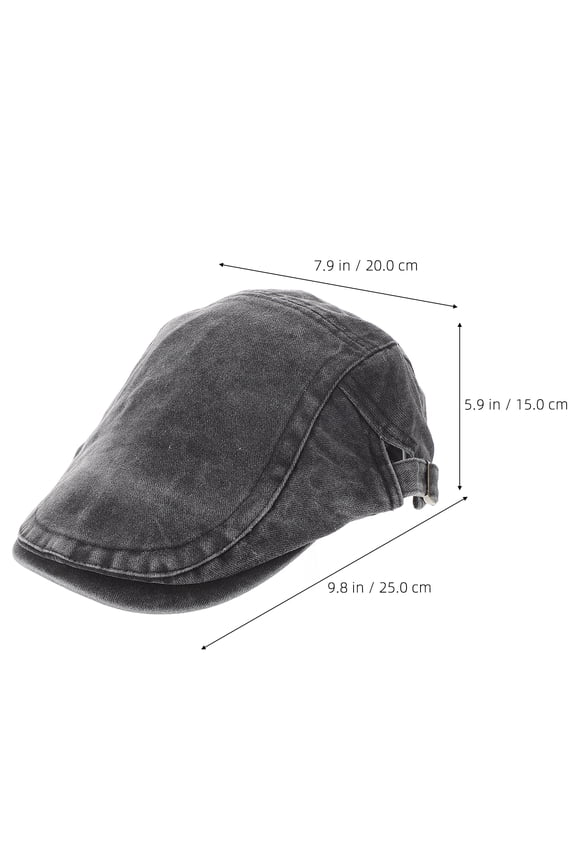 Vintage Black Flat Cap Unisex Driver Hat with Washed Aged Finish, Style for Everyday Casual Wear
