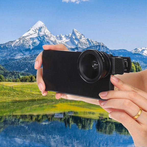 Raindrops Universal Black Mobile Camera Lens with High Definition Wide Angle and Macro Clip on for Phones