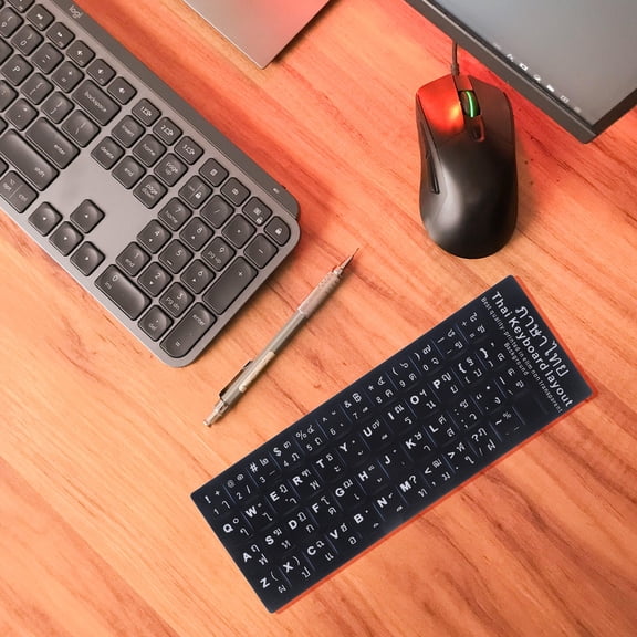 Raindrops Universal Foreign Language Keyboard Stickers PVC Material for Protection Black Color Each Letter Pasted Individually