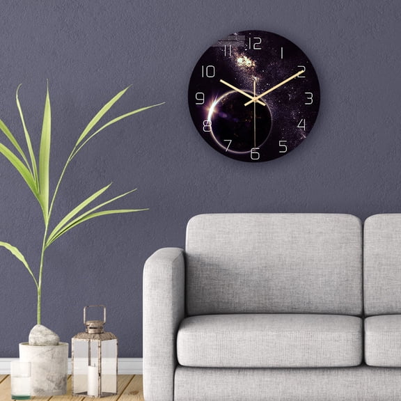 Raindrops Universe Planet Wall Clock Silent Acrylic Decor for Living Room Bedroom Office Multi Color 10.6 Inches