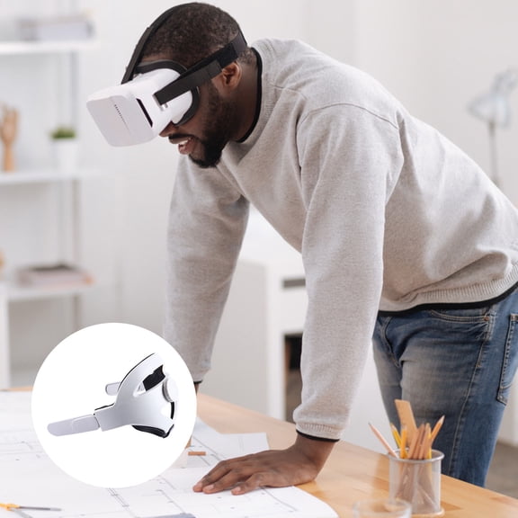 LABRIMP Protective White Vr Headset Head Strap with 360 Degree Rotating Button