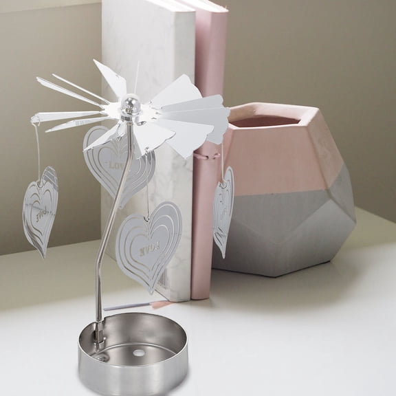 Raindrops Valentines Candlesticks Rotating Design Iron Table Centerpieces Silver 13x5.1x5.1in 1Pack
