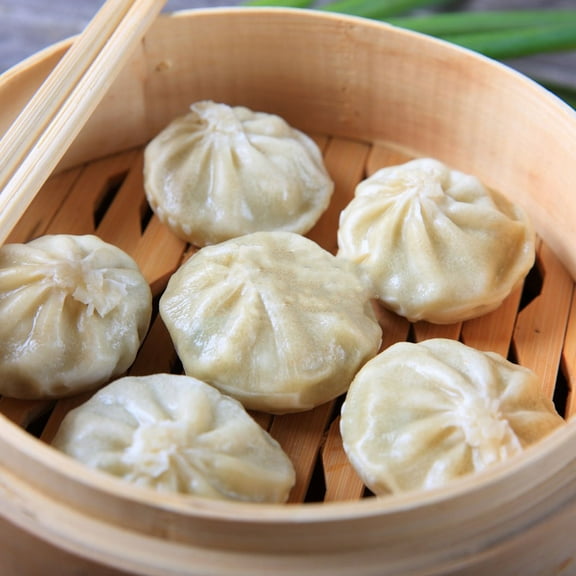 Raindrops Vegetable Dumpling Steamer 3Pcs 18Cm Bamboo Steamer with Lid for Home Cooks Non-sticky