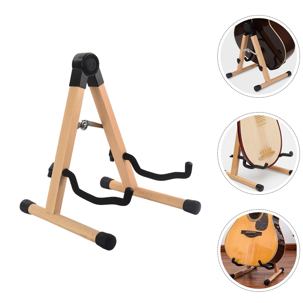 FOMIYES Foldable Brown Wood Guitar Stand Floor Holder for Acoustic Classical and Bass Guitars