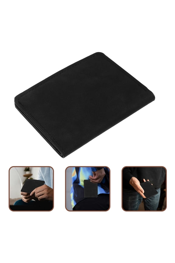 Ultra Thin Black Vertical Card Holder Wallet for Men Compact Driver License Organizer