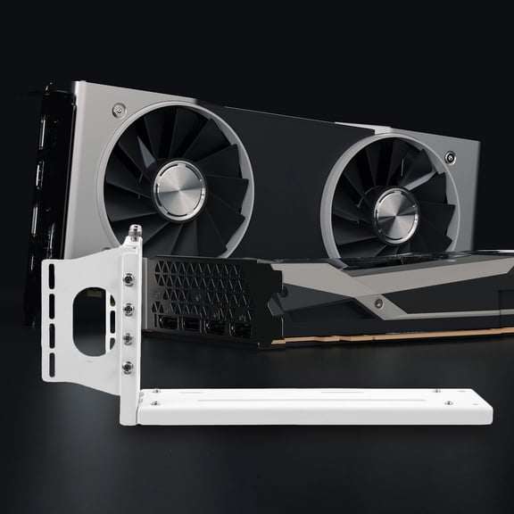 Vertical GPU Support Bracket for Graphics Card PCI-E Right Angle White Galvanized Metal Extension Stand