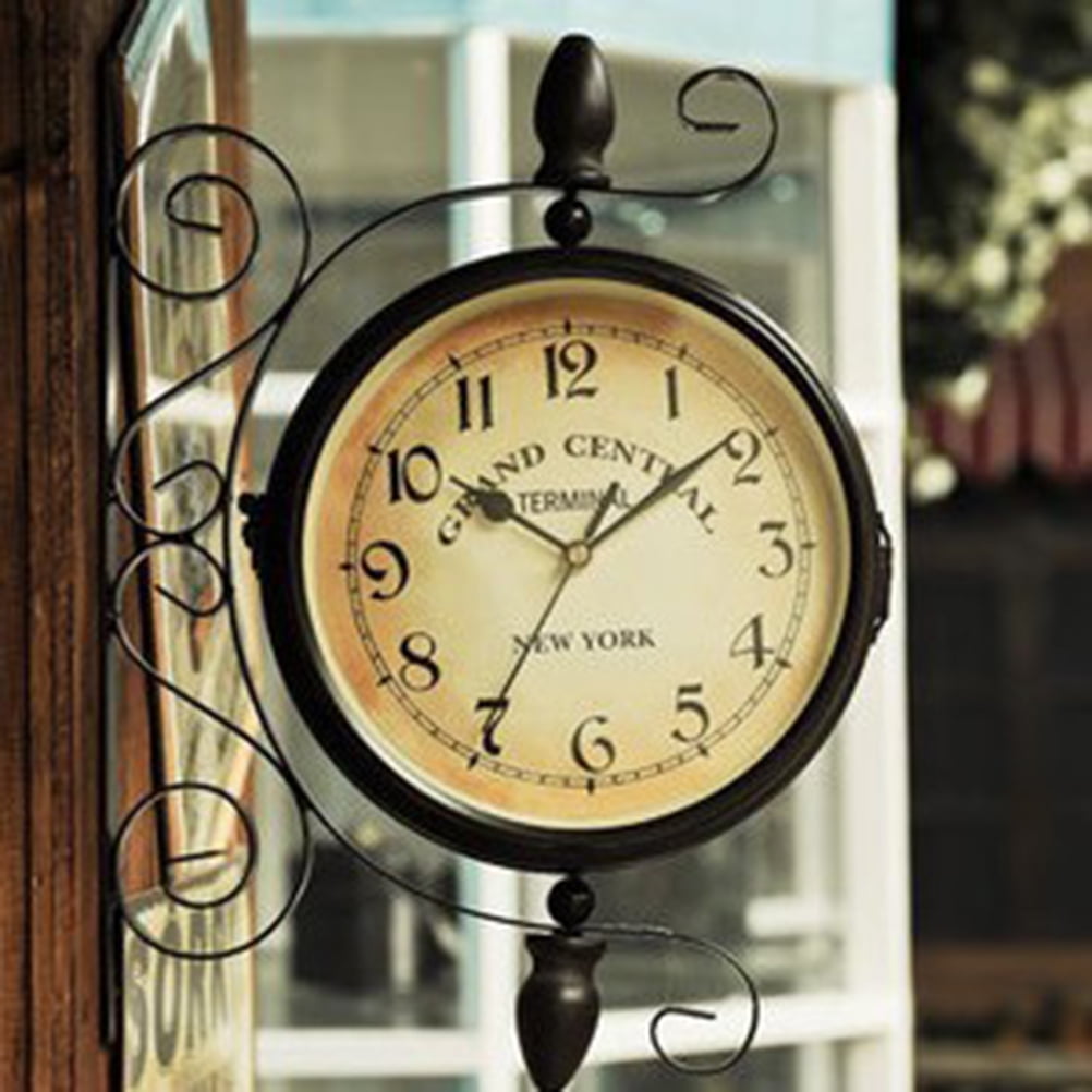 Horloge Murale Double Face Industrielle Vintage - Fer Forgé - Style Steampunk