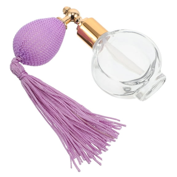 Raindrops Violet Glass Perfume Atomizer with Tassel for Decor Multifunctional Portable Vintage Design 3.4 oz
