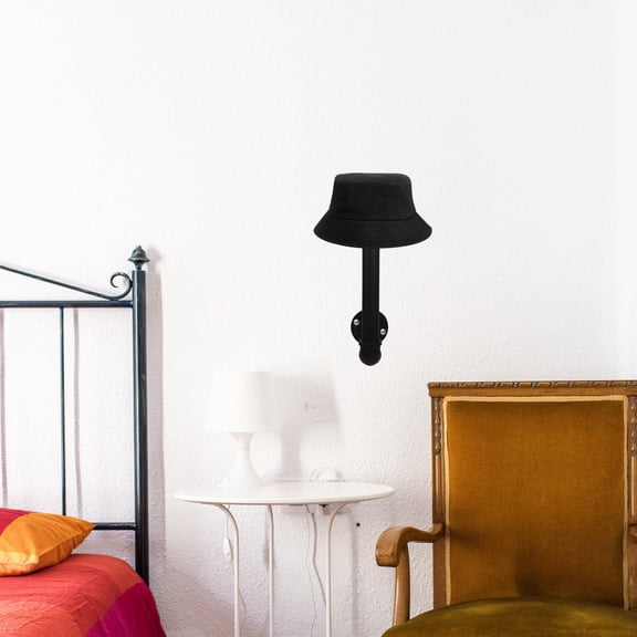 Raindrops Modern Wall Mounted Hat Organizer with Iron Pipes and Wooden Design