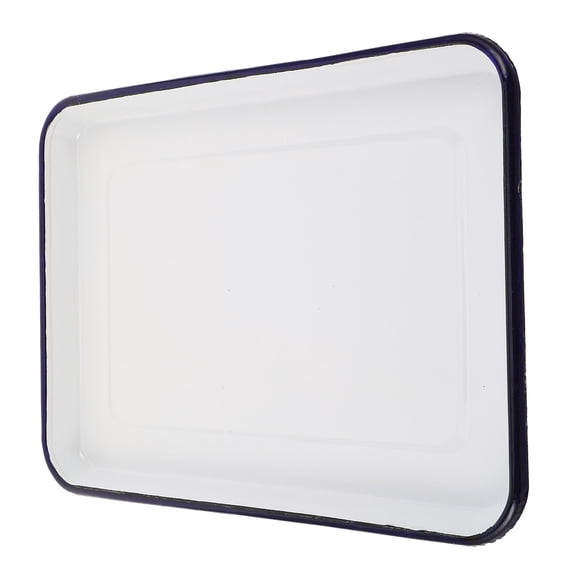 Raindrops Vintage White Enamel Baking Pan for Home Use Retro Design Large Capacity Versatile Kitchen Rectangle 14.5 x 10.5 inches