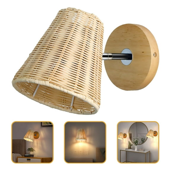 Raindrops Wall Light with Rattan and Metal for Cozy Home Illumination in Bedroom or Living Room 6.5x9.5 Inches