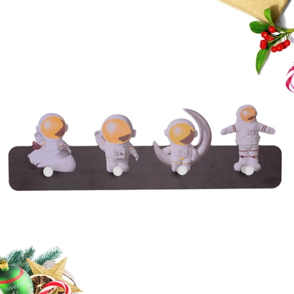 Raindrops Wall Mount Astronaut Pattern Hook Rack for Hanging Coats Keys in Bathroom Bedroom Multi 4 Hooks