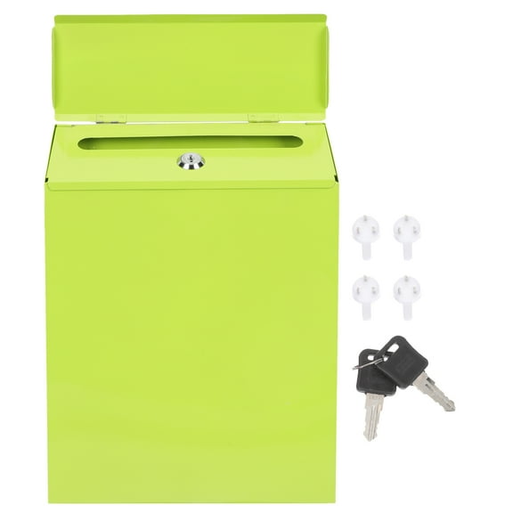 Raindrops Wall-Mounted Metal Donation Box with Lock - Green