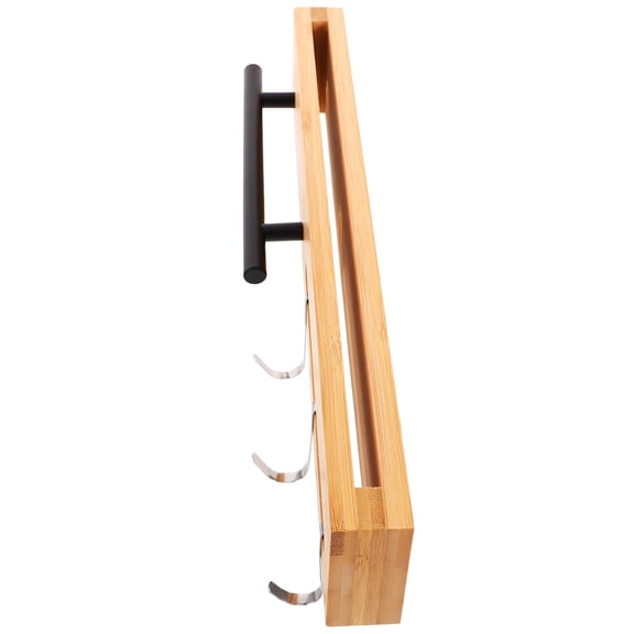 Raindrops Wall Mounting Kitchen Utensil Holder Brown Wooden and Stainless Steel 1Set for Homeowners and Chefs