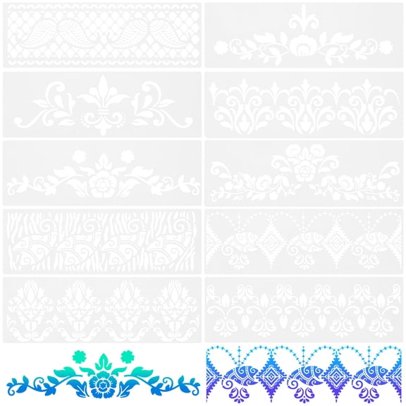 Raindrops Wall Stencils for Painting Retro Pattern Template 30.40X10.00X0.10CM White