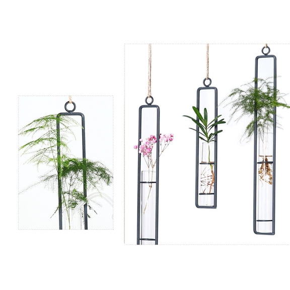 FOMIYES Wall Flower Pot Black Wrought Iron Hydroponic Hanging Vase for Home Decoration