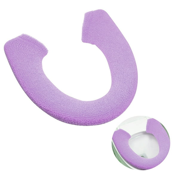 Raindrops Warm Toilet Seat Cover Purple Oval Shape Polyacrylic Fiber Cushion Pad for Bathroom Use 1Pcs