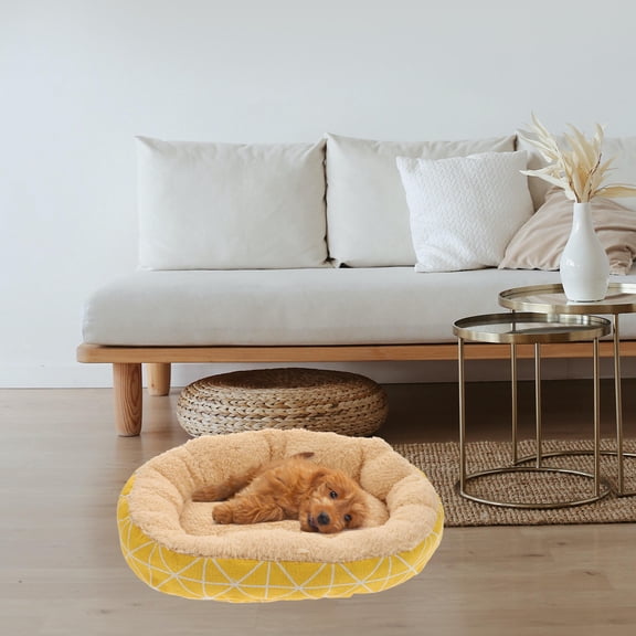 FOMIYES Yellow Lamb Fleece Pet Kennel Comfortable Indoor Dog Bed Mat Warm Plush Sleeping Nest
