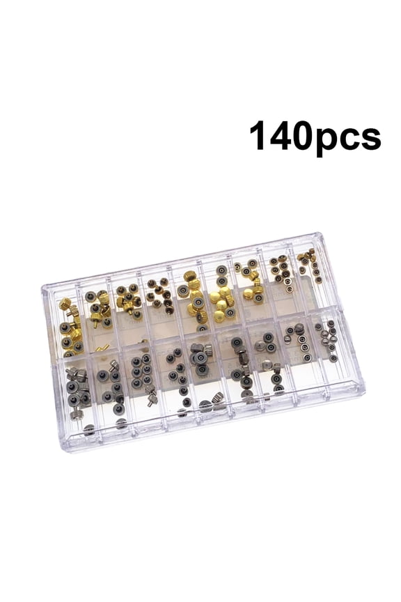 140Pcs Dome Flat Watch Crowns with Watch Stems Assorted Colors for Repair and Maintenance