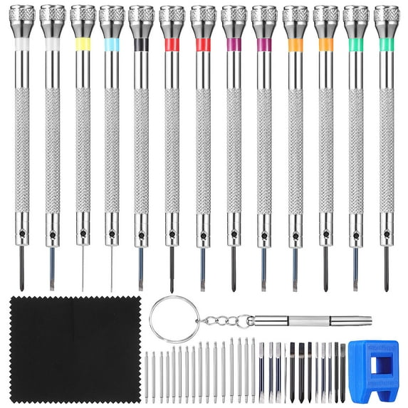 Raindrops Watch Repair Tool Kit 1 Set Including Screwdrivers for Delicate Items and Glasses Repair in Various Sizes