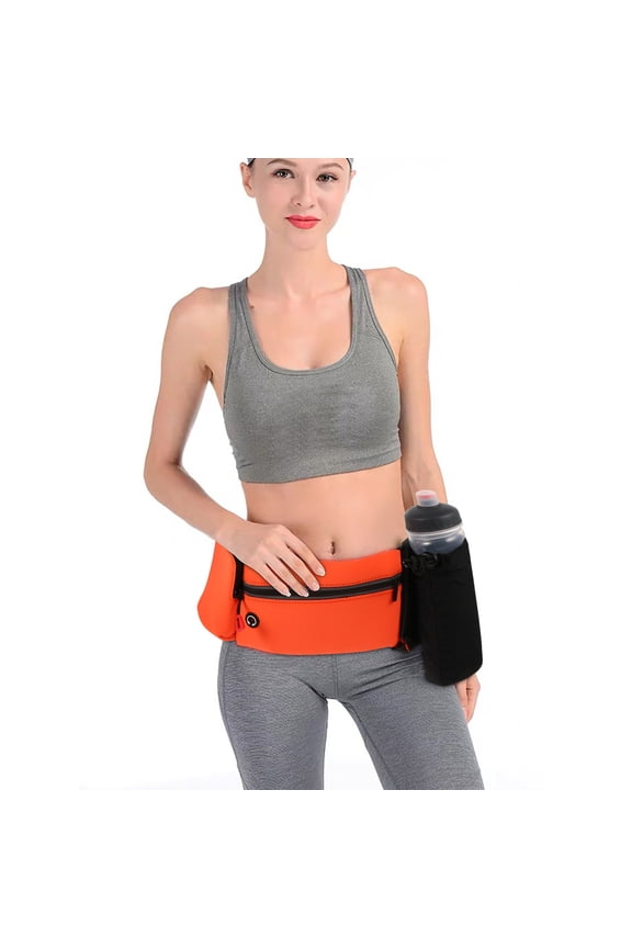 Water Resistant Orange Running Pouch Nylon Waist Bag for Storage Sports Jogging Size 11.8 x 5.5 x 3.9 Inches