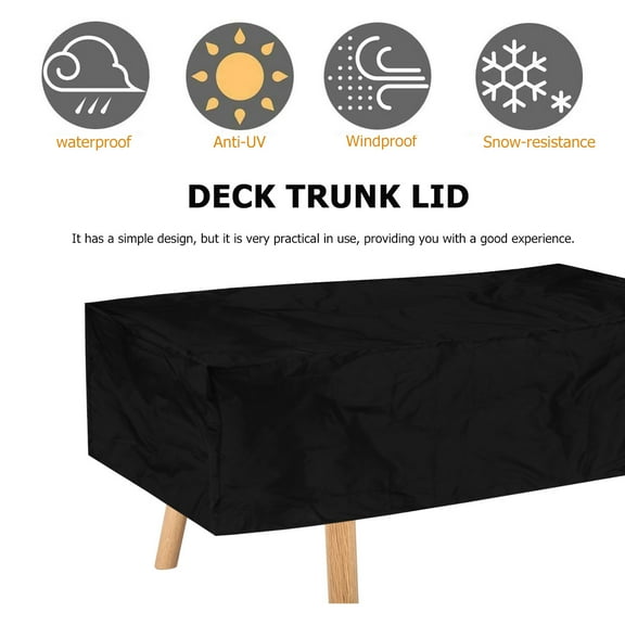 Raindrops Waterproof Box Cover 1Pack Deck Trunk Protector Black 210D Oxford Fabric UV Protection 48.4x25.6x21.7 In