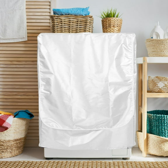 Raindrops Silver Sunproof Washer Cover with Waterproof Polyester Fabric, Durable Outdoor Protection for Washer and Dryer