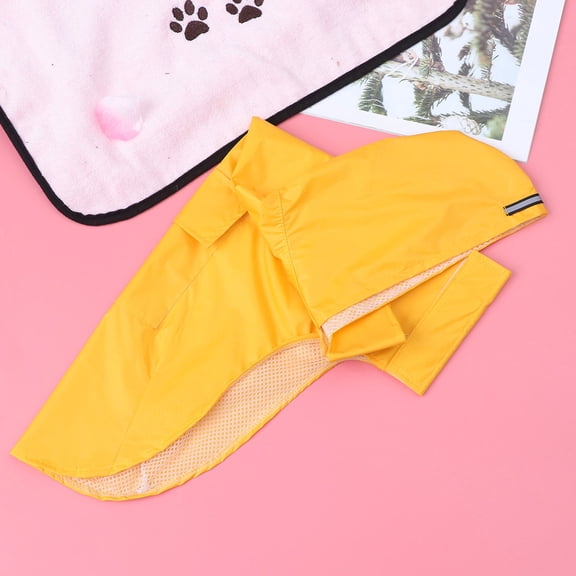Raindrops Waterproof Pet Hood Raincoat 1Set Nylon Yellow for Puppy Doggy Outdoor Walks 3XL
