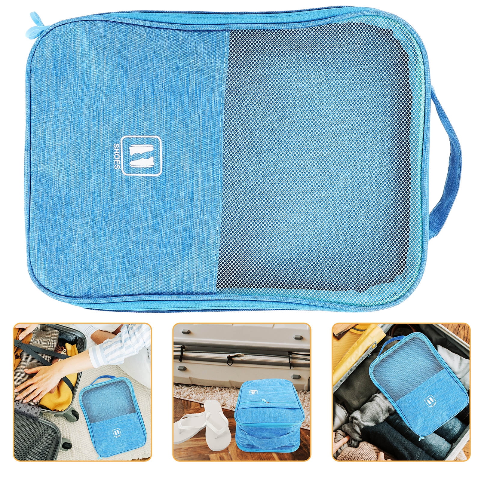 FOMIYES Smooth Zipper Blue Travel Shoes Organizer for Efficient Storage
