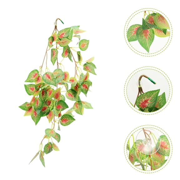 Raindrops Wear Resistant Reptile Decor Decorative Fake Plant Plastic Bright Green Realistic Design 1Pack