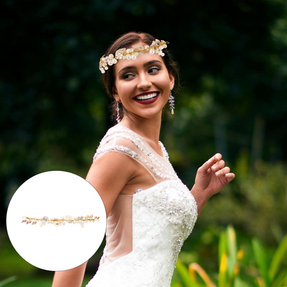 Raindrops Golden Leaf Headband Wedding Hair Accessory Metal Bridal Headpiece for Weddings