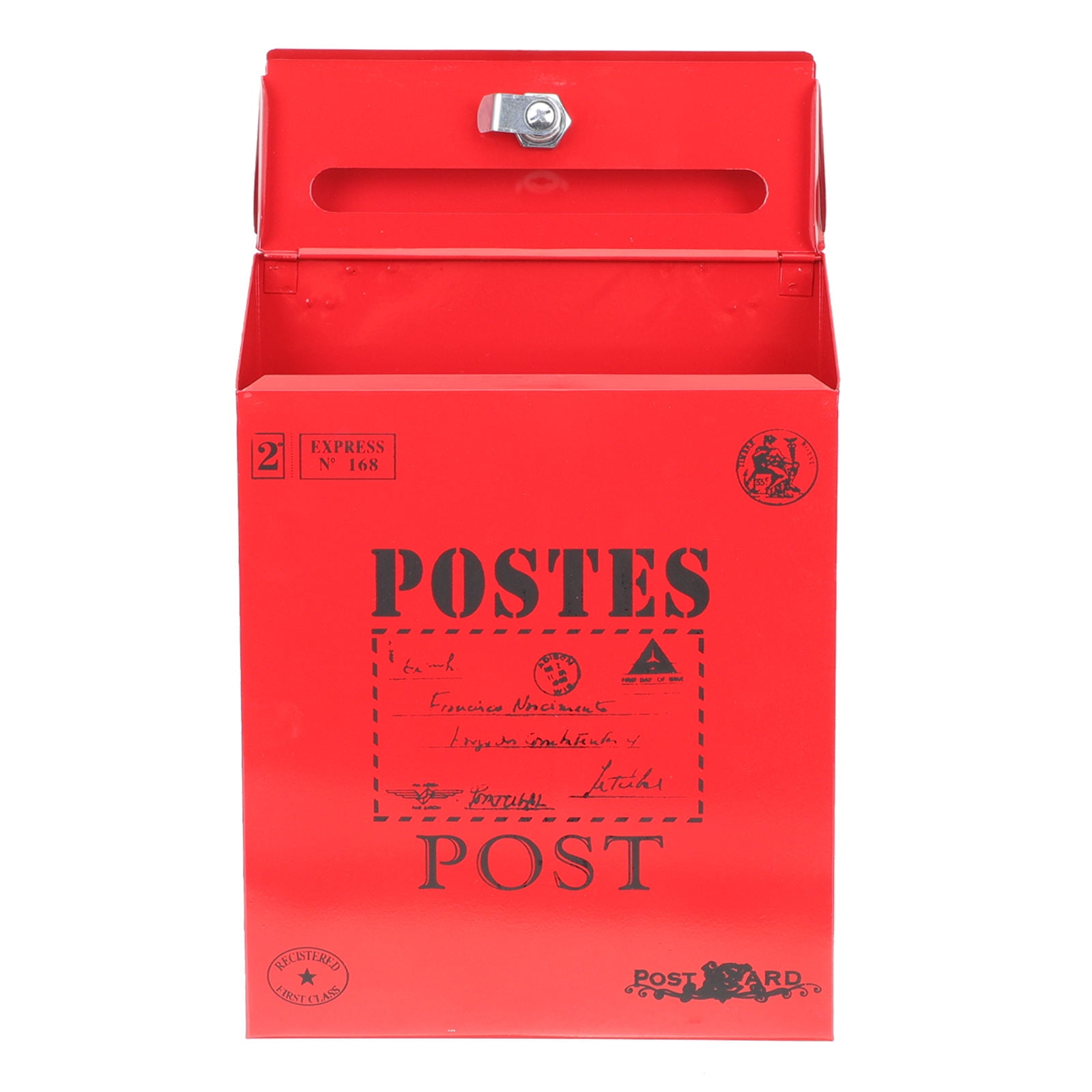Raindrops Locking Letter Box Mailbox Iron Red 1Pack for Home and Garden