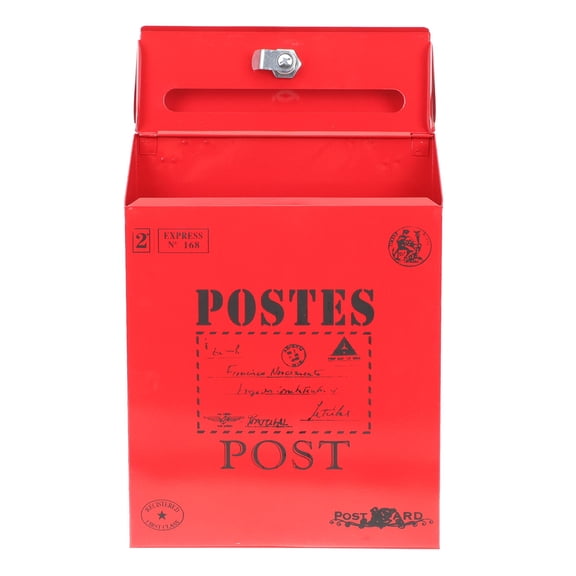 Raindrops Locking Letter Box Mailbox Iron Red 1Pack for Home and Garden