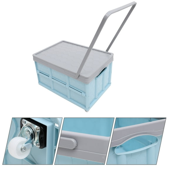 Raindrops Wheeled Storage Box Clothes Rolling Containers Bins Shopping Office Blue