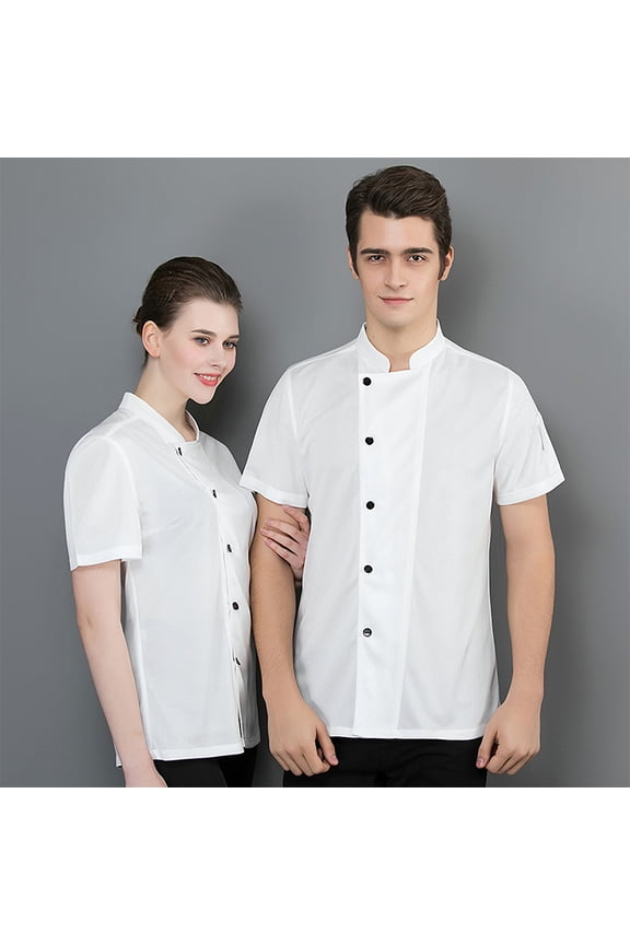 1Pc White Short Sleeve Chef Workwear Breathable Cook Jacket Comfortable and