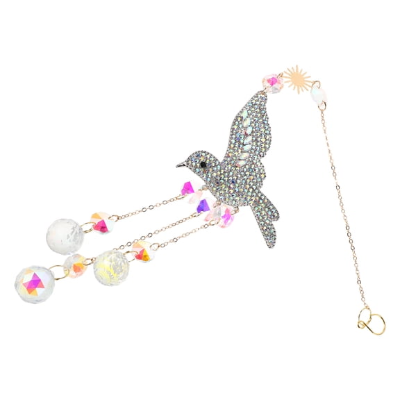 Raindrops White Crystal Hummingbird Wind Chime Sunlight Refraction Home Decor