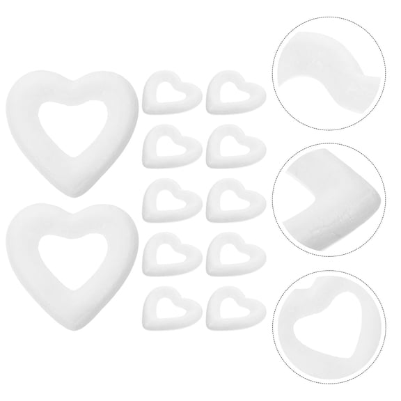 Raindrops White Foam Heart Ornament 6cm Hollow Craft Decoration for Valentine’s Day Party and Home Decor