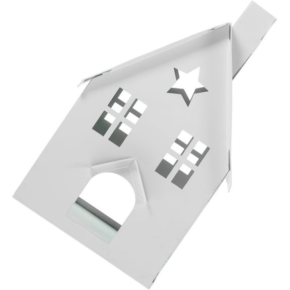 Raindrops White House Shaped Metal Candlestick Holder for Desktop Decor Iron Tea Light Holder 4.5 Inches