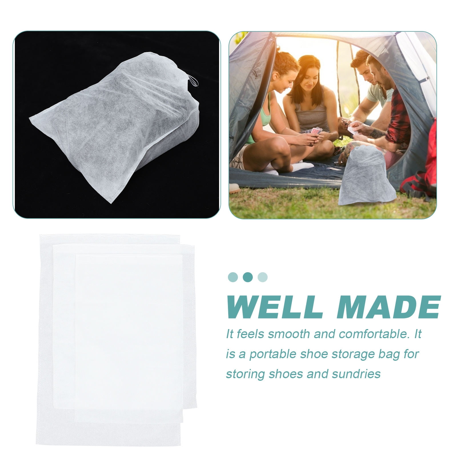 Raindrops White Non-woven Fabric Travel Shoe Bags for Storage and Organization 150 Pieces