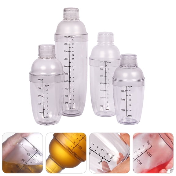 Raindrops White PC Cocktail Shaker with Scale Frosted Appearance Sealed LeakProof Design for Drinks 4Pcs