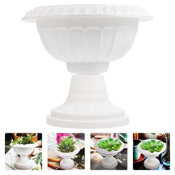 Raindrops White Plastic Balcony Flowerpots for Outdoor Decor Durable Planting Pots for Garden 11.8 Inches