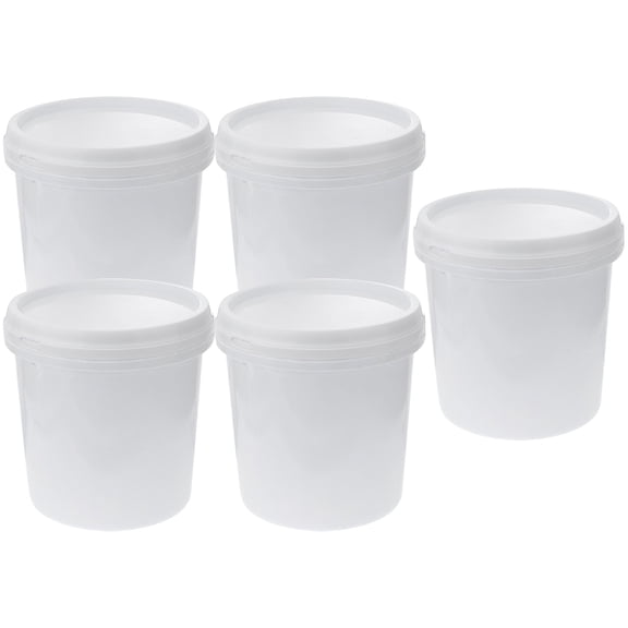 Raindrops White Plastic Sealed Storage Buckets Multipurpose Use 5 Pieces Containers
